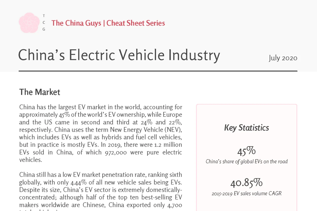 Preview of the Electric Vehicle Industry Cheat Sheet